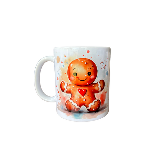 Gingerbread Man Christmas White Ceramic Mugs 11oz or 15oz