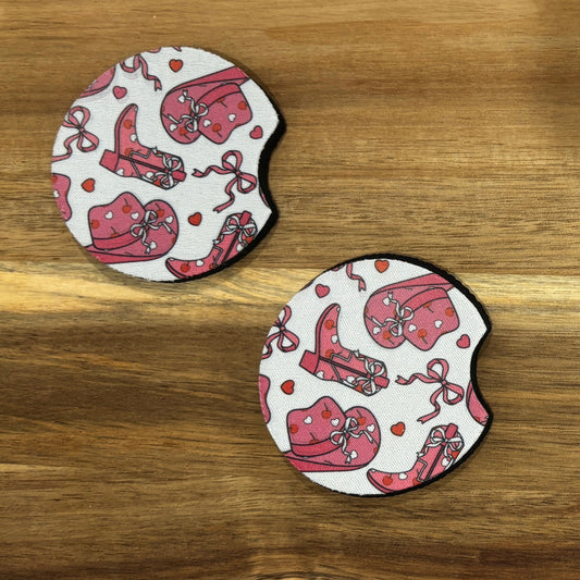 cowboy boots and hat car coasters
