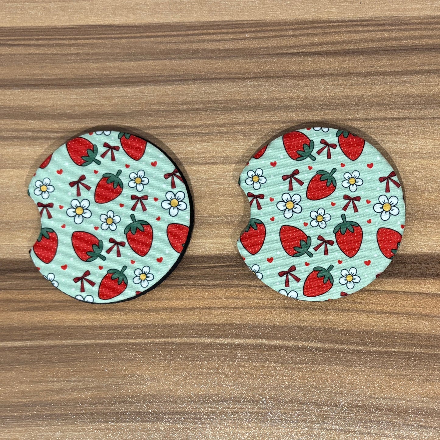 Strawberry Car Coasters Pack of 2, Cup Holder Coasters