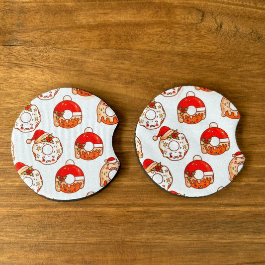 Christmas Donuts Kawaii Car Coasters Pack of 2