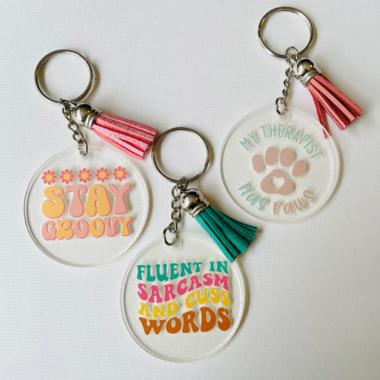 Fun Acrylic Keyrings with UV DTF images