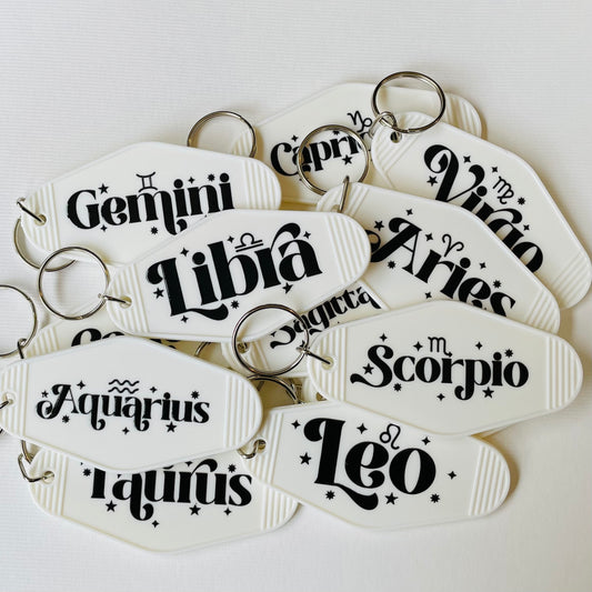 Hotel / Motel Retro Keychain with UV DTF images - Star Signs