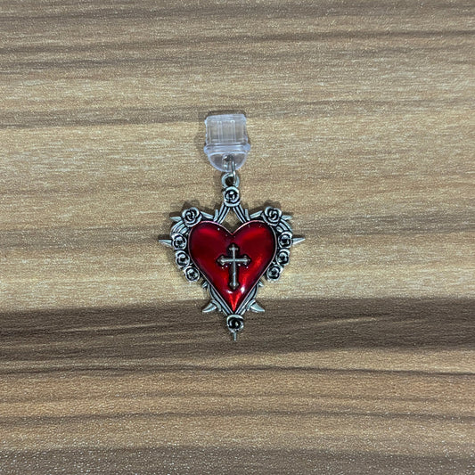 Heart with Cross Kindle Charm