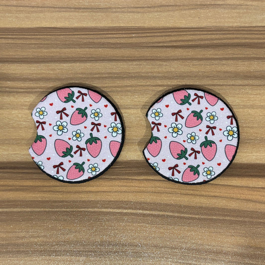 Strawberry Car Coasters Pack of 2, Cup Holder Coasters