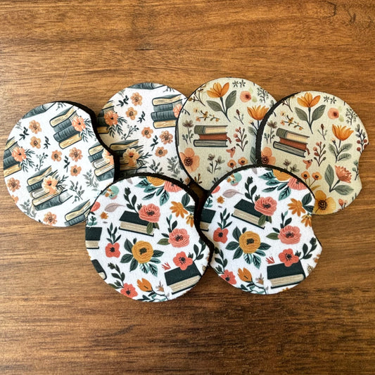 Book Themed Car Coasters Pack of 2, Cup Holder Coasters