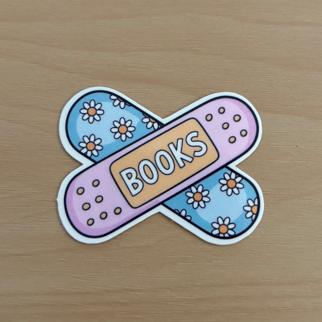 Books Flower Band Aid Vinyl Die Cut Laminated Sticker