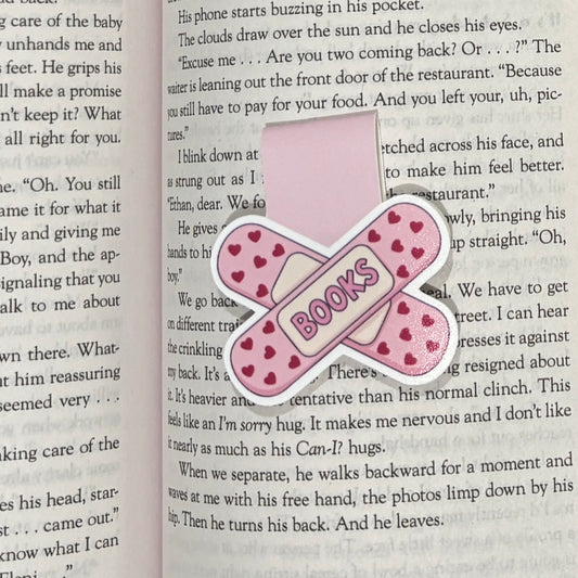 Books Heart Band Aids Magnetic Bookmark