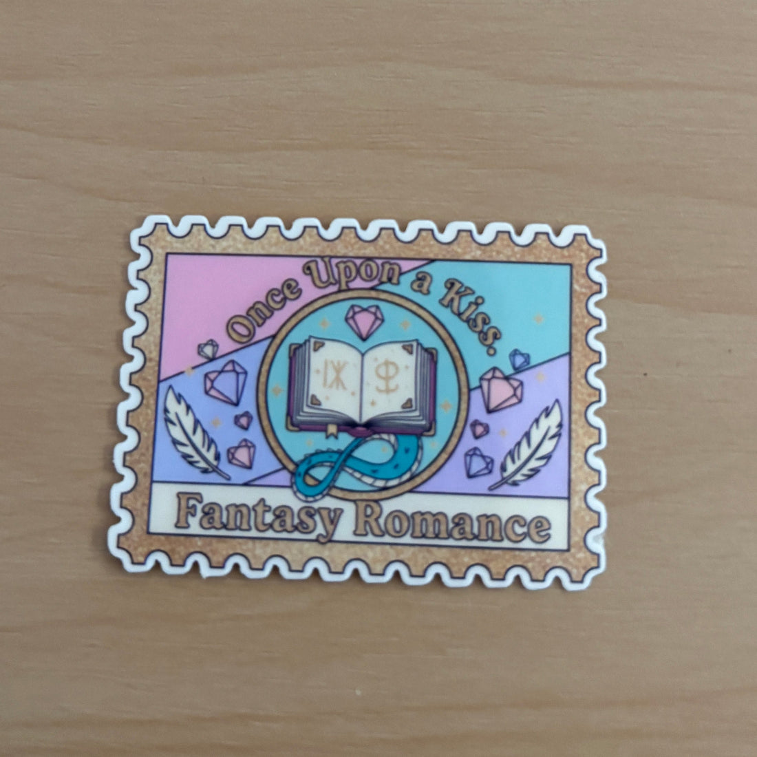 Fantasy Romance Stamp Vinyl Die Cut Laminated Sticker