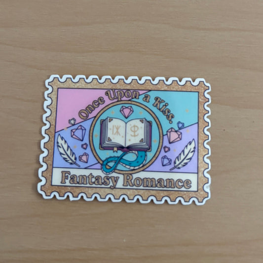 Fantasy Romance Stamp Vinyl Die Cut Laminated Sticker