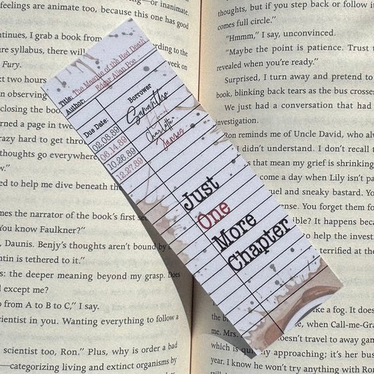 Just One More Chapter (Library Card) Laminated Bookmark