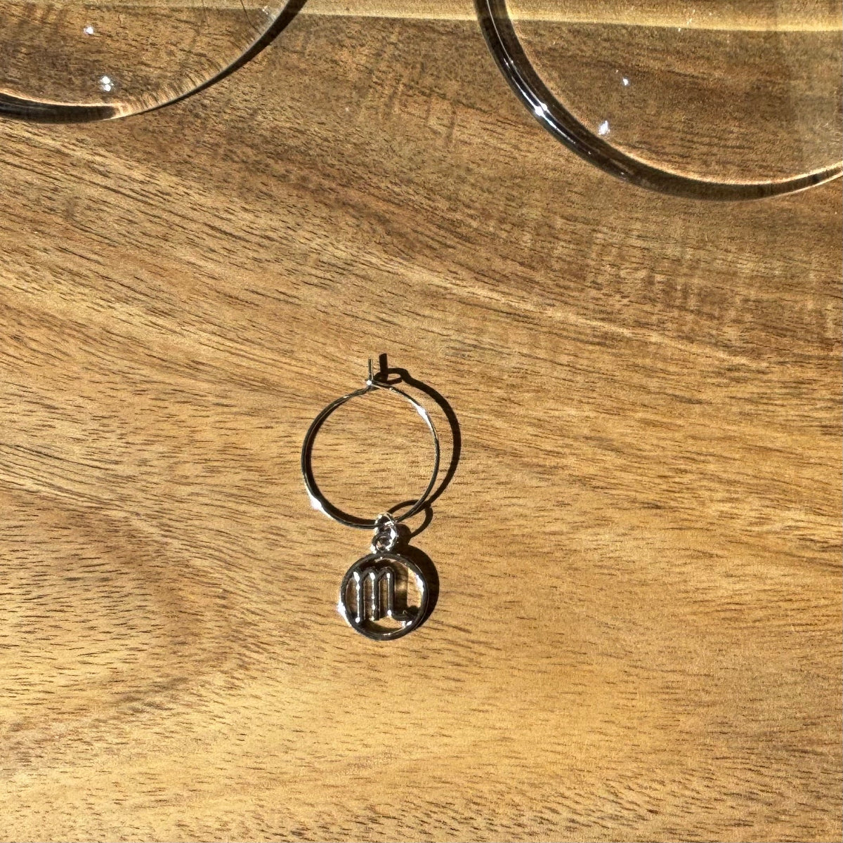Individual Gold or Silver 20mm Wine Glass Charm Rings with Star Sign Charm
