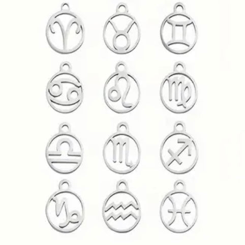 Individual Gold or Silver 20mm Wine Glass Charm Rings with Star Sign Charm