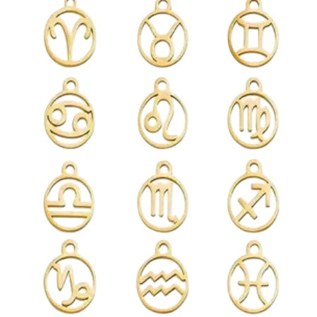 Individual Gold or Silver 20mm Wine Glass Charm Rings with Star Sign Charm