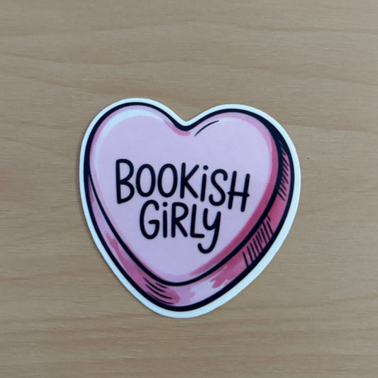 Bookish Girly Heart Vinyl Die Cut Laminated Sticker