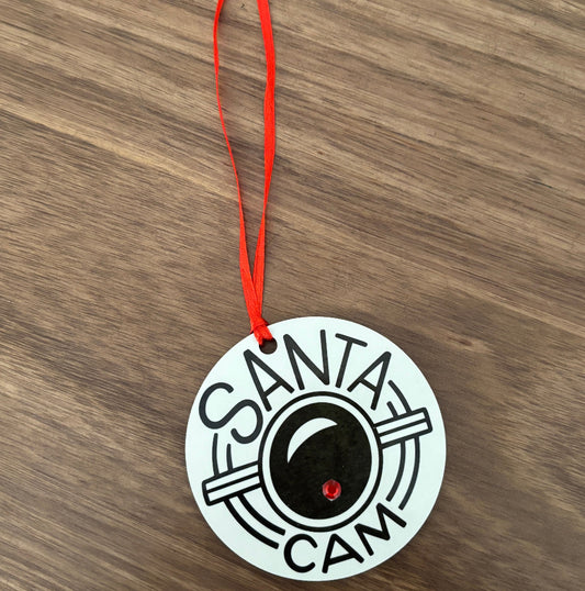 Santa Camera Black Christmas Ornament