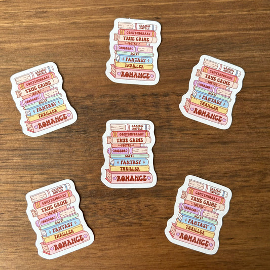 Book Stack Vinyl Die Cut Sticker