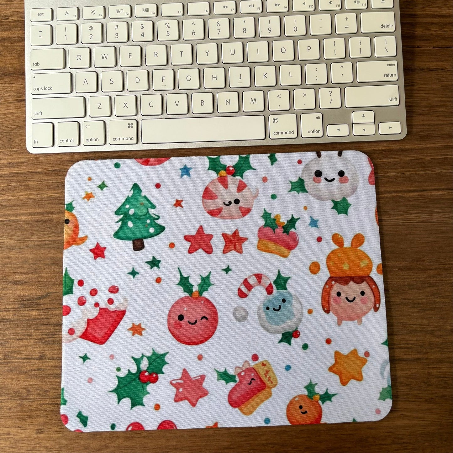 Kawaii Christmas Themed  Mousepad with White Background