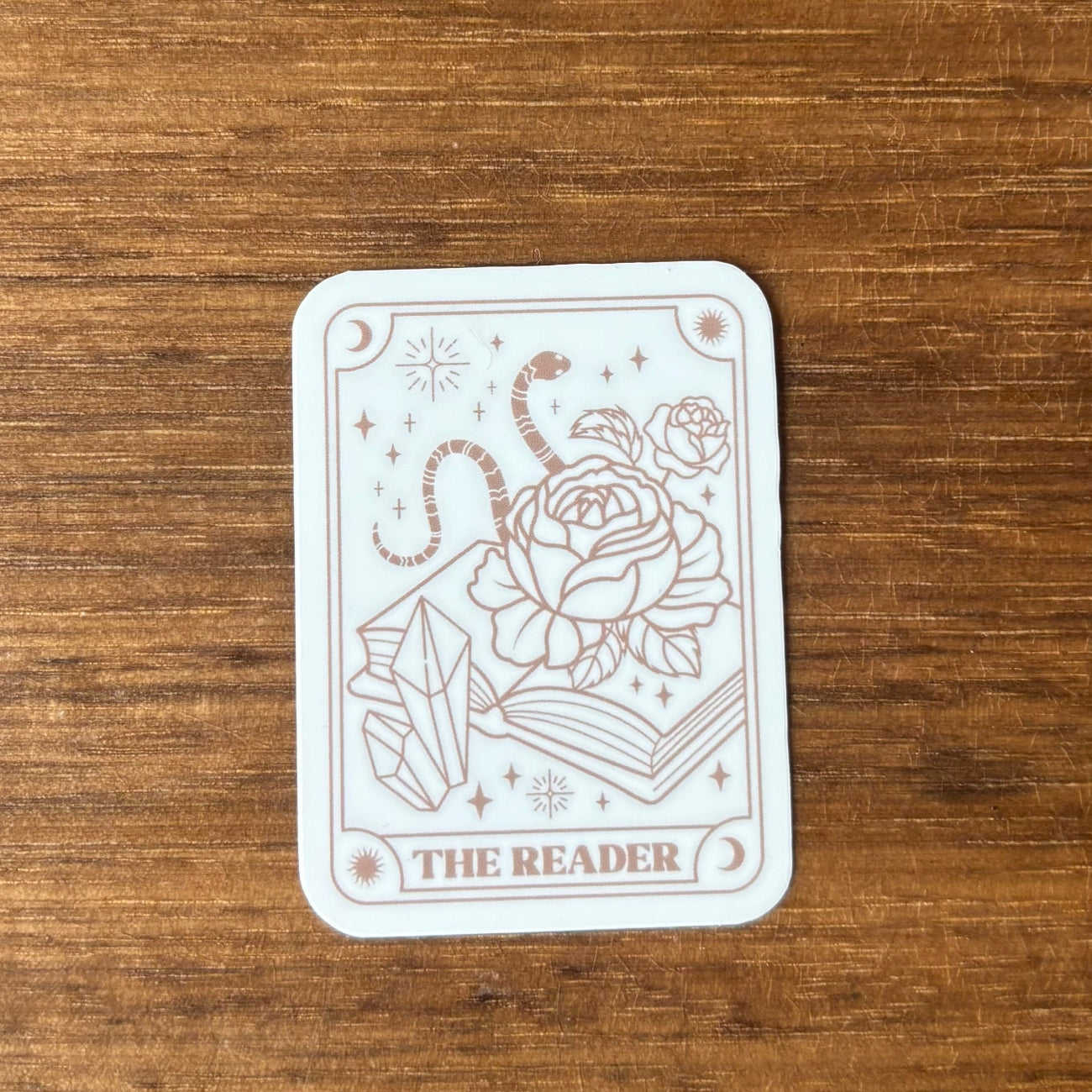 The Reader Tarot (White/Gold) Vinyl Die Cut Laminated Sticker