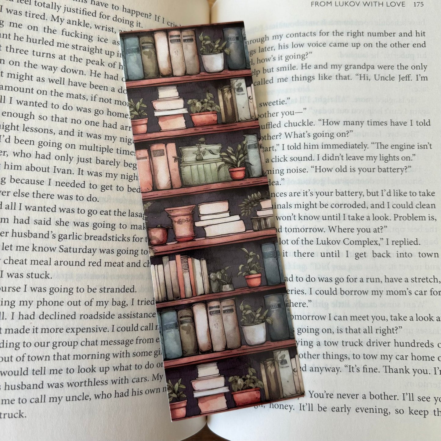 Bookshelf with Plants Bookmark