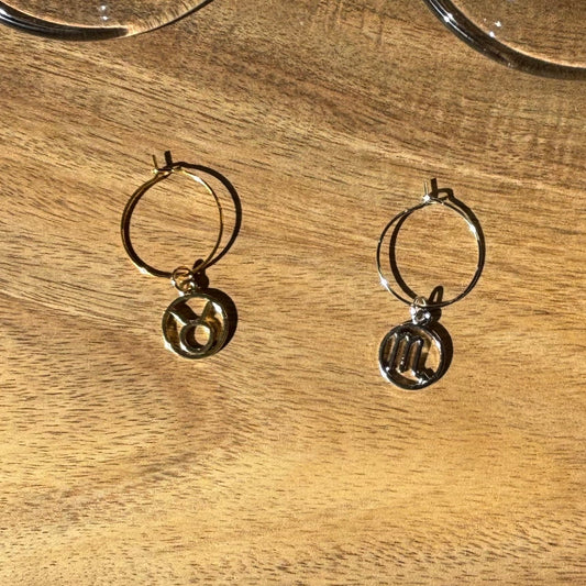 Individual Gold or Silver 20mm Wine Glass Charm Rings with Star Sign Charm
