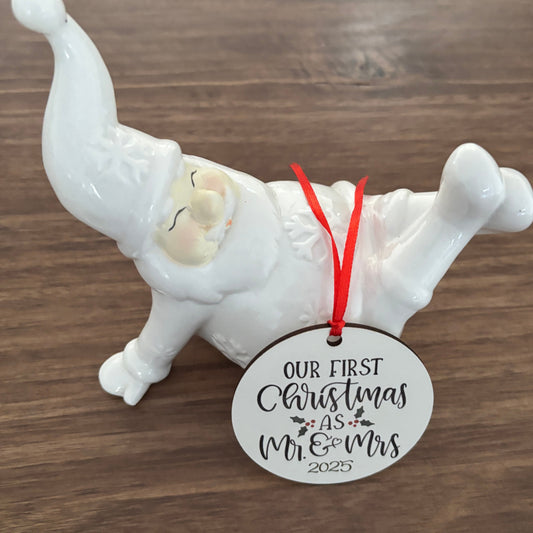 First Christmas as Mr & Mrs with Holly Christmas Ornament