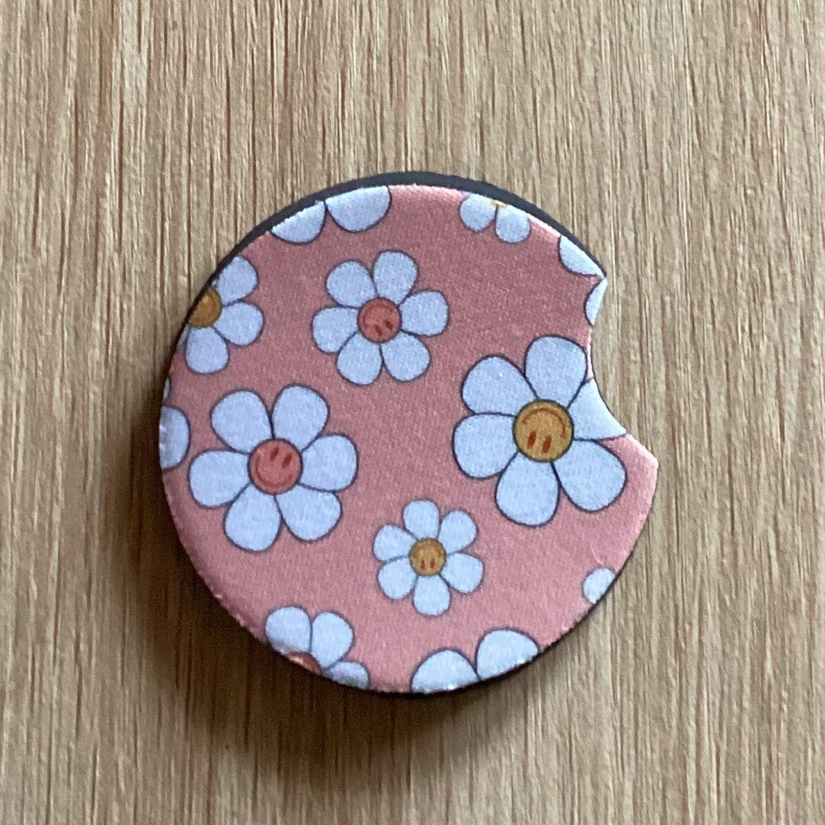 Flowers on Pink Car Coasters Pack of 2, Cup Holder Coasters