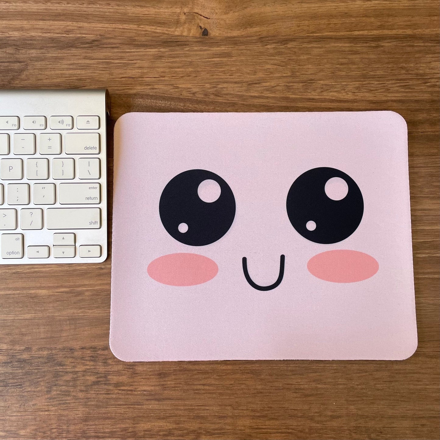 Pink Mousepad, Non Slip Surface Cute Faces