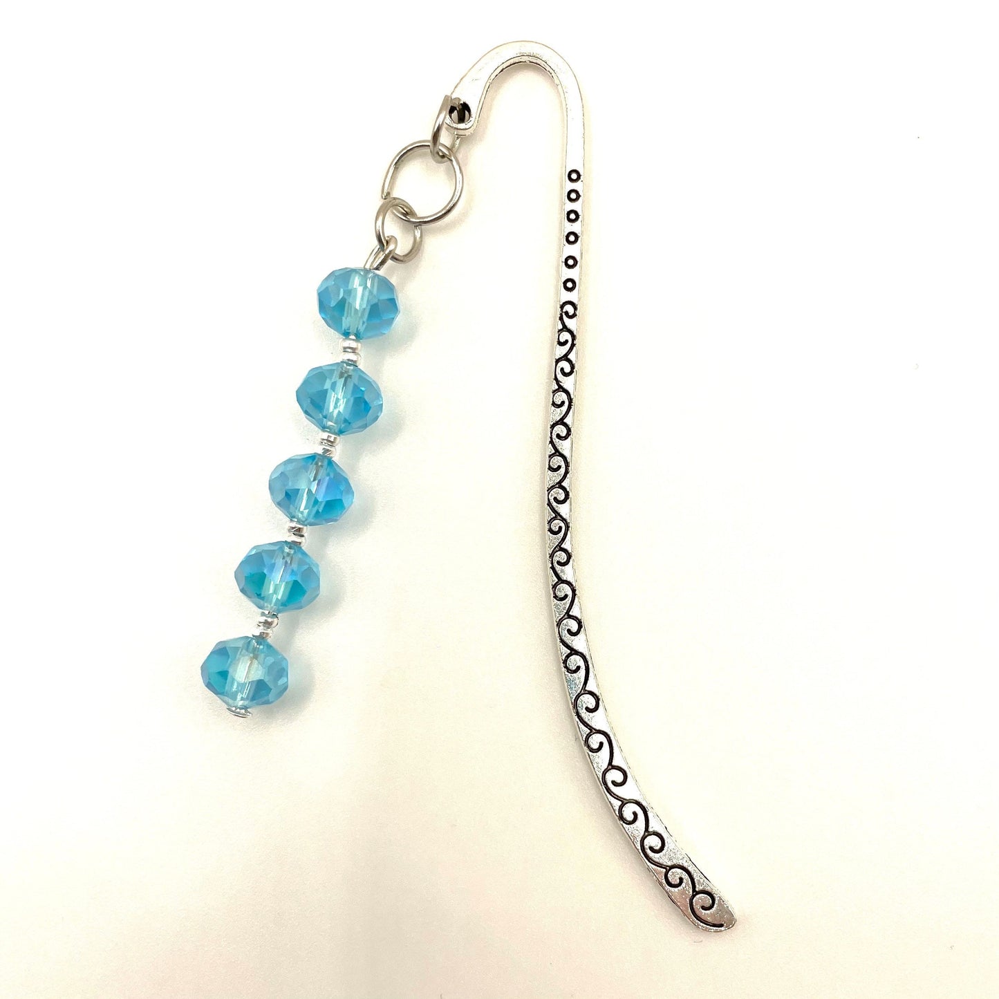 Engraved Hook Bookmarks with Glass Beads and Stones