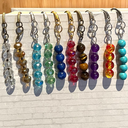 Engraved Hook Bookmarks with Glass Beads and Stones