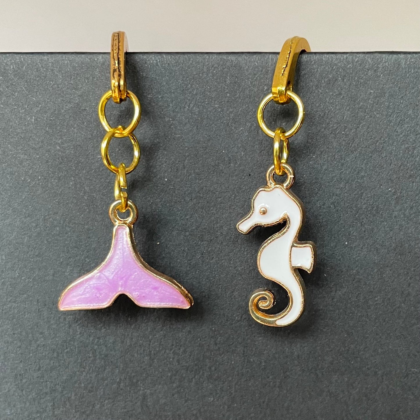Tibetan Gold Engraved Hook Bookmark with Animal Gold Charms