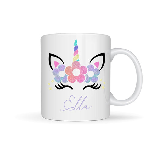Unicorn Personalized White Ceramic Mugs 11oz, present for child or adult, personalised mugs, coffee mug, tea cup, unicorns, flowers, magical