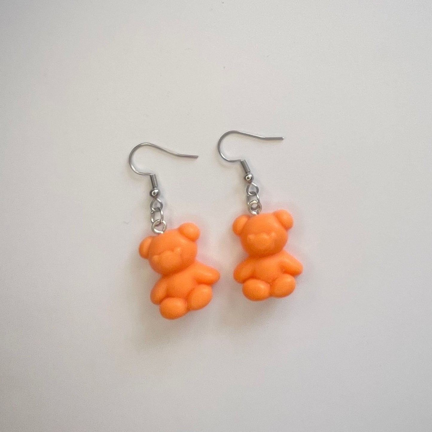 Bear Resin Silver Hook Earrings with Ball and Coil 18mm