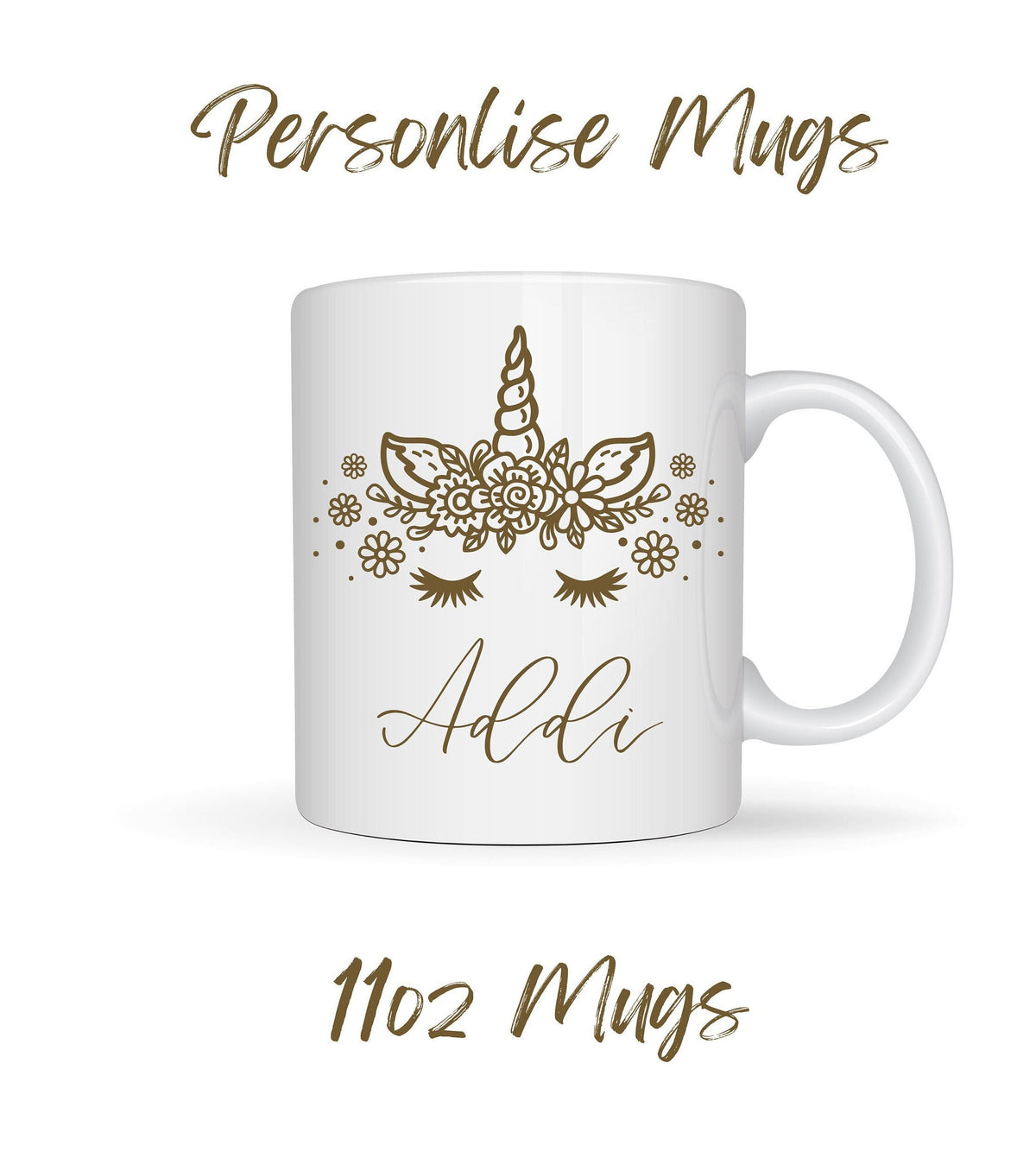 Unicorn Personalized White Ceramic Mugs 11oz, present for child or adult, personalised mugs, coffee mug, tea cup, unicorns, flowers, magical