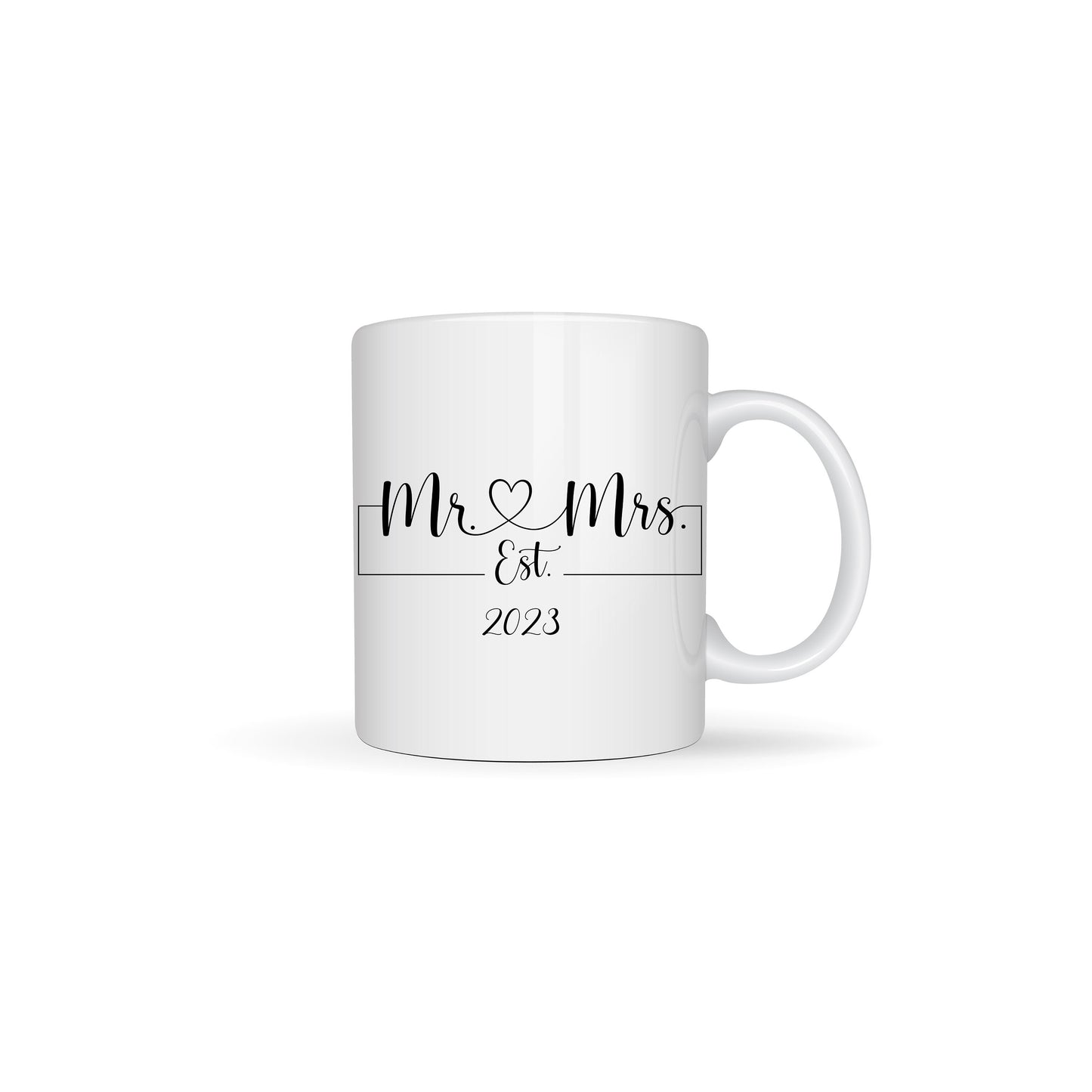 Mr & Mrs Est (Year or Date) Personalised White Sublimated Ceramic Mugs - Wedding 11oz or 15oz