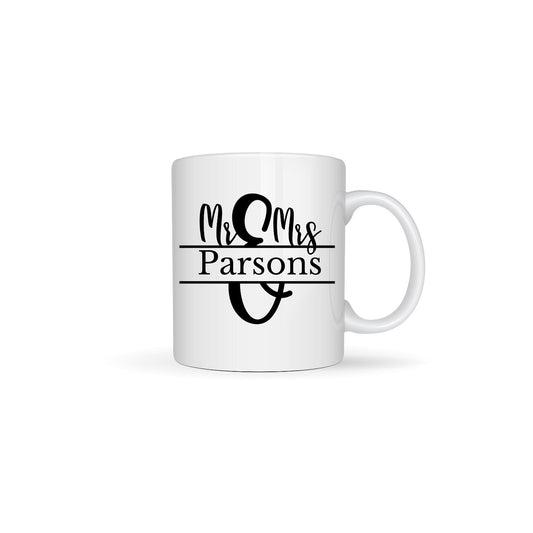 Mr & Mrs Personalised White Sublimated Ceramic Mugs - Wedding 11oz or 15oz