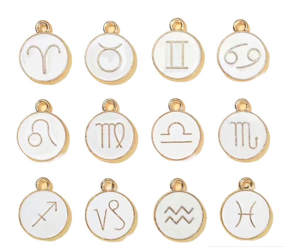 Individual Gold 20mm Wine Glass Charm Rings with Star Sign Charm