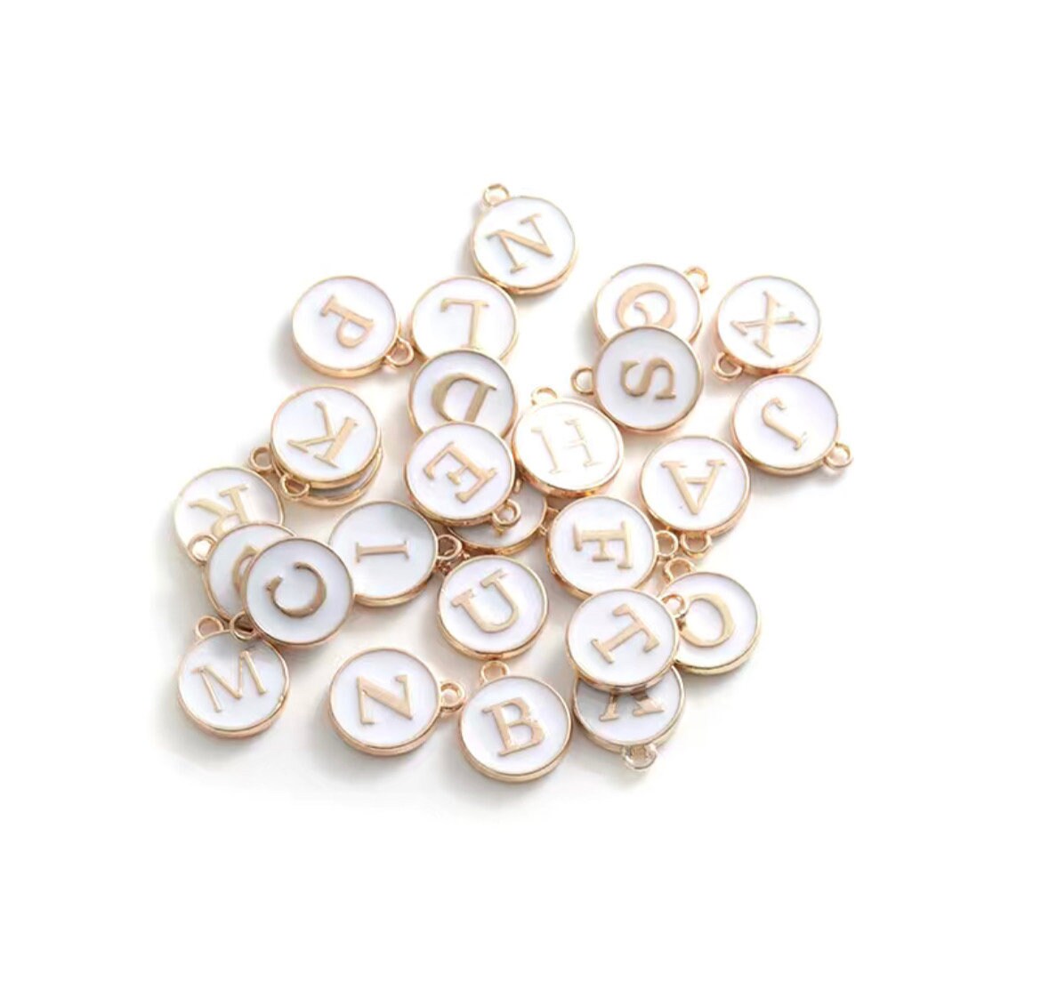 Personalise Gold Alphabet Charm 25mm Wine Glass Charm Rings - Available 3 colours