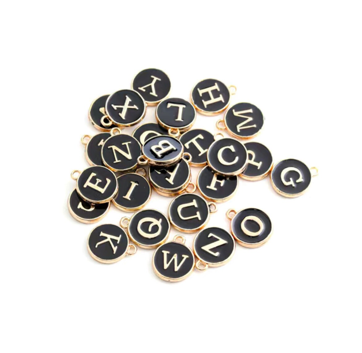 Personalise Gold Alphabet Charm 25mm Wine Glass Charm Rings - Available 3 colours