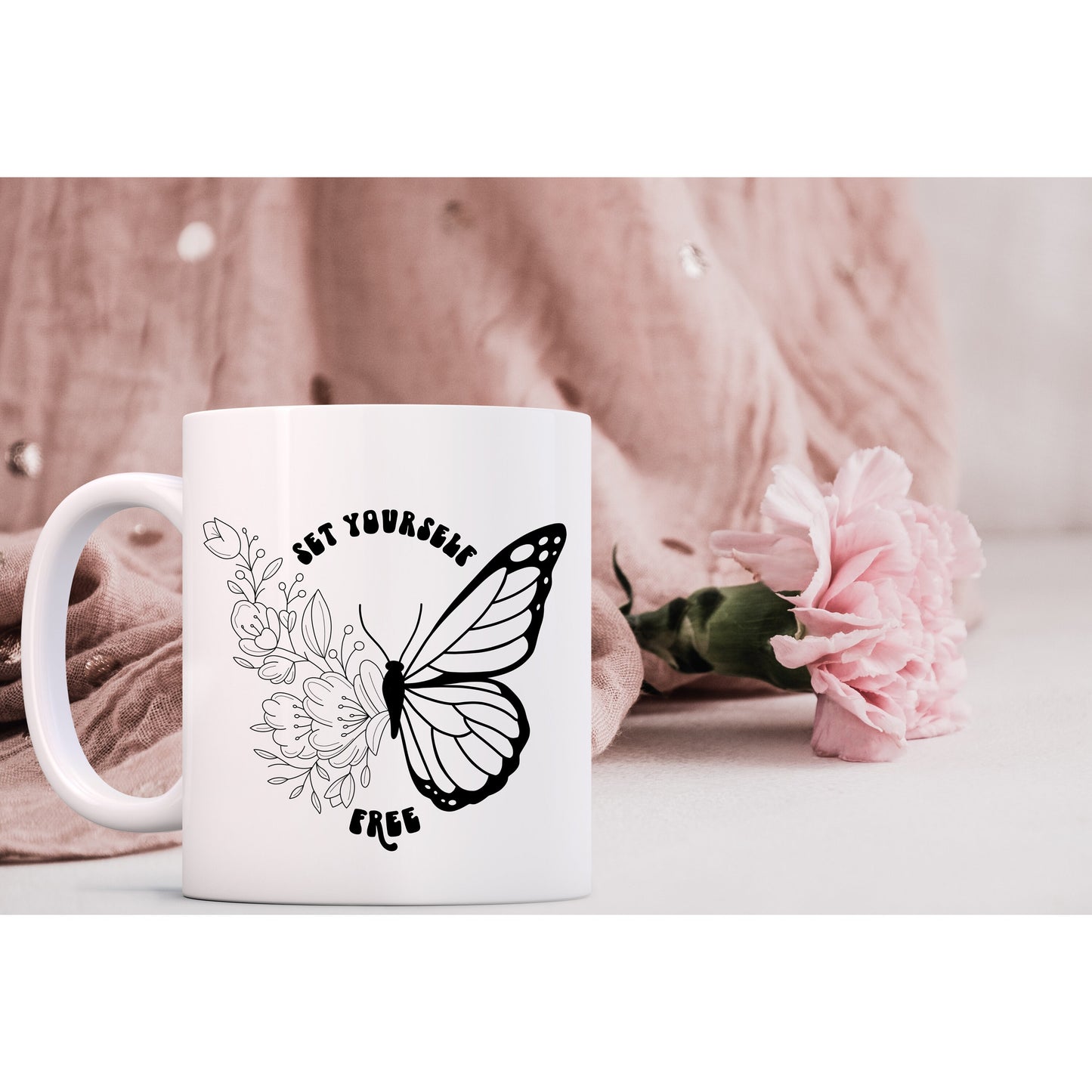 Black Line Work Art White Ceramic Mugs 11oz or 15oz, 5 designs available