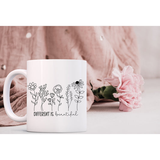 Black Line Work Art White Ceramic Mugs 11oz or 15oz, 5 designs available
