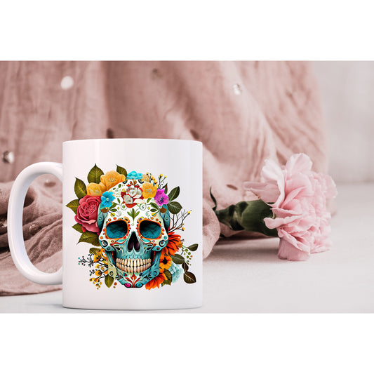 Sugar Skulls White Sublimated Ceramic Mugs