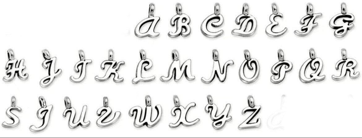 Personalise Gold and Silver Alphabet Charm 25mm Wine Glass Charm Rings Cursive and Capital Letters