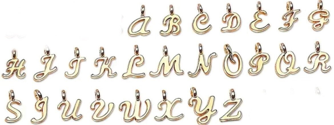 Personalise Gold and Silver Alphabet Charm 25mm Wine Glass Charm Rings Cursive and Capital Letters