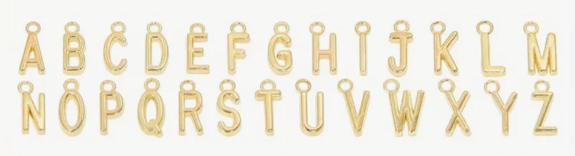 Personalise Gold and Silver Alphabet Charm 25mm Wine Glass Charm Rings Cursive and Capital Letters