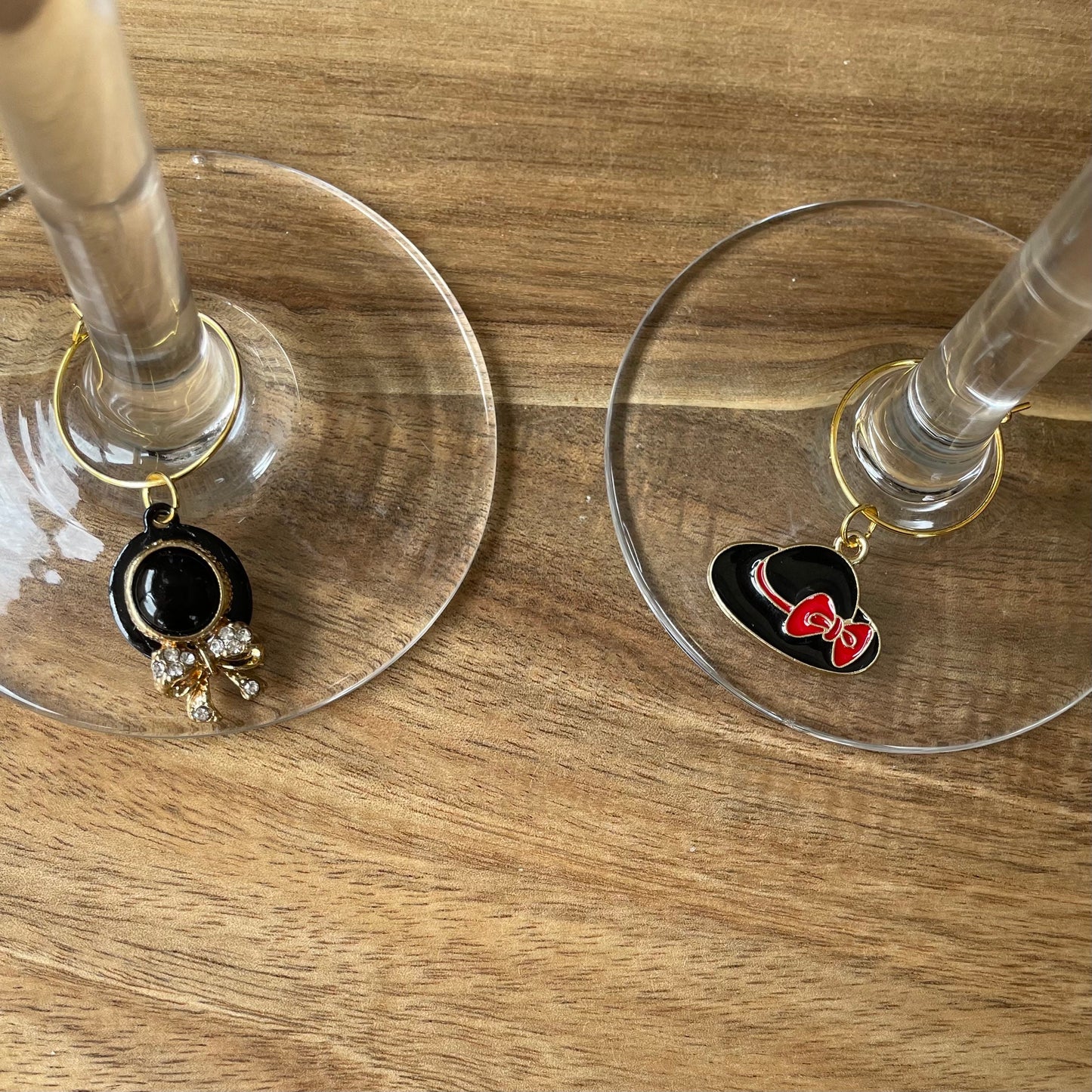 Individual Gold 20mm Wine Glass Charm Rings with Fashion Accessories Charms
