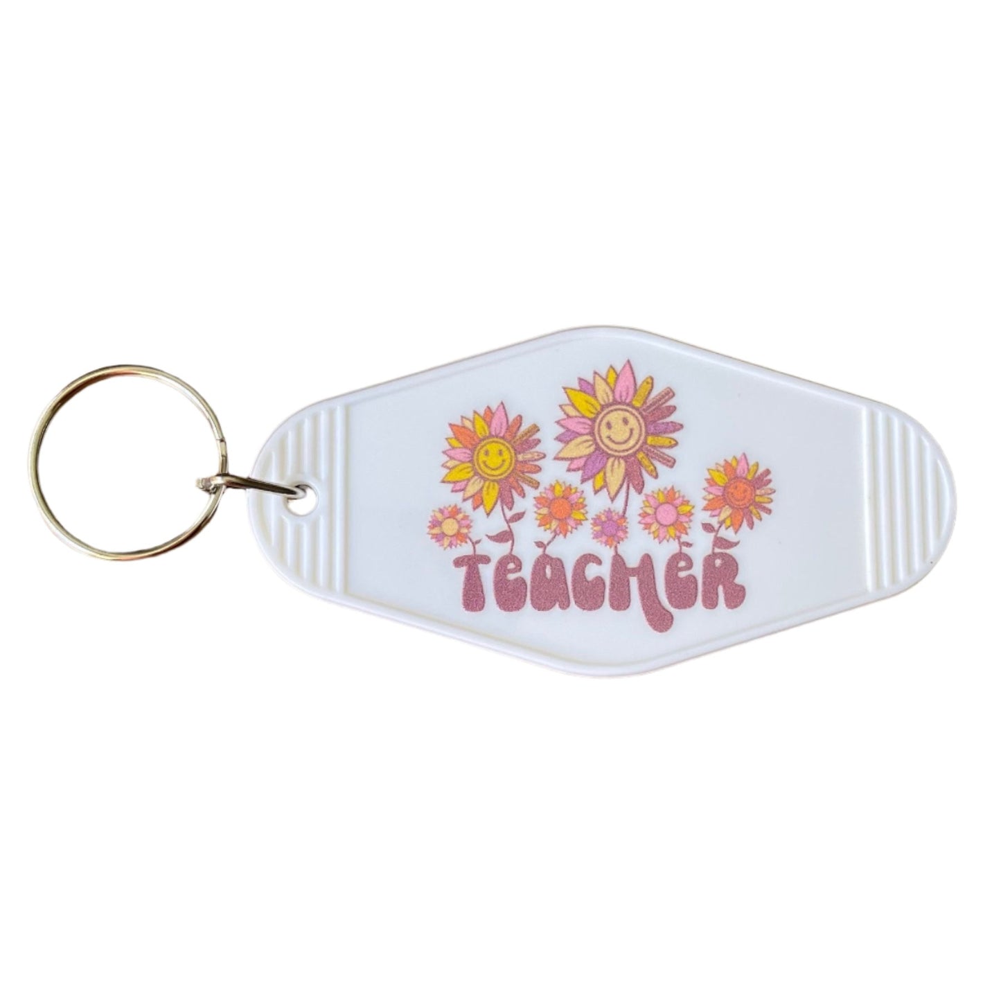 Teacher Hotel / Motel Retro Keychain with UV DTF images